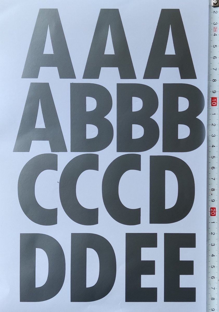 plakletters | alfabet stickers | stickervel | zilver